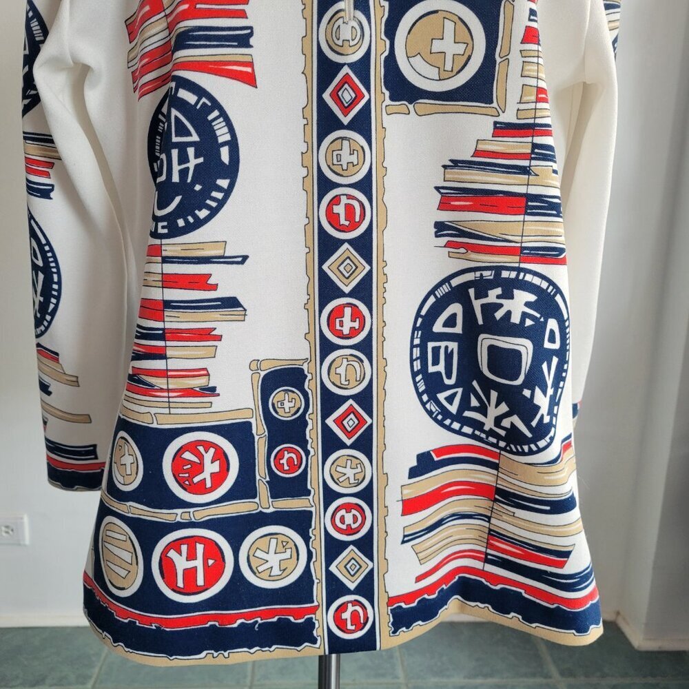 Gregg’s Girl 1970s Vintage Asian Style Print Top: Long Sleeve Knit Top - Picture 9 of 14